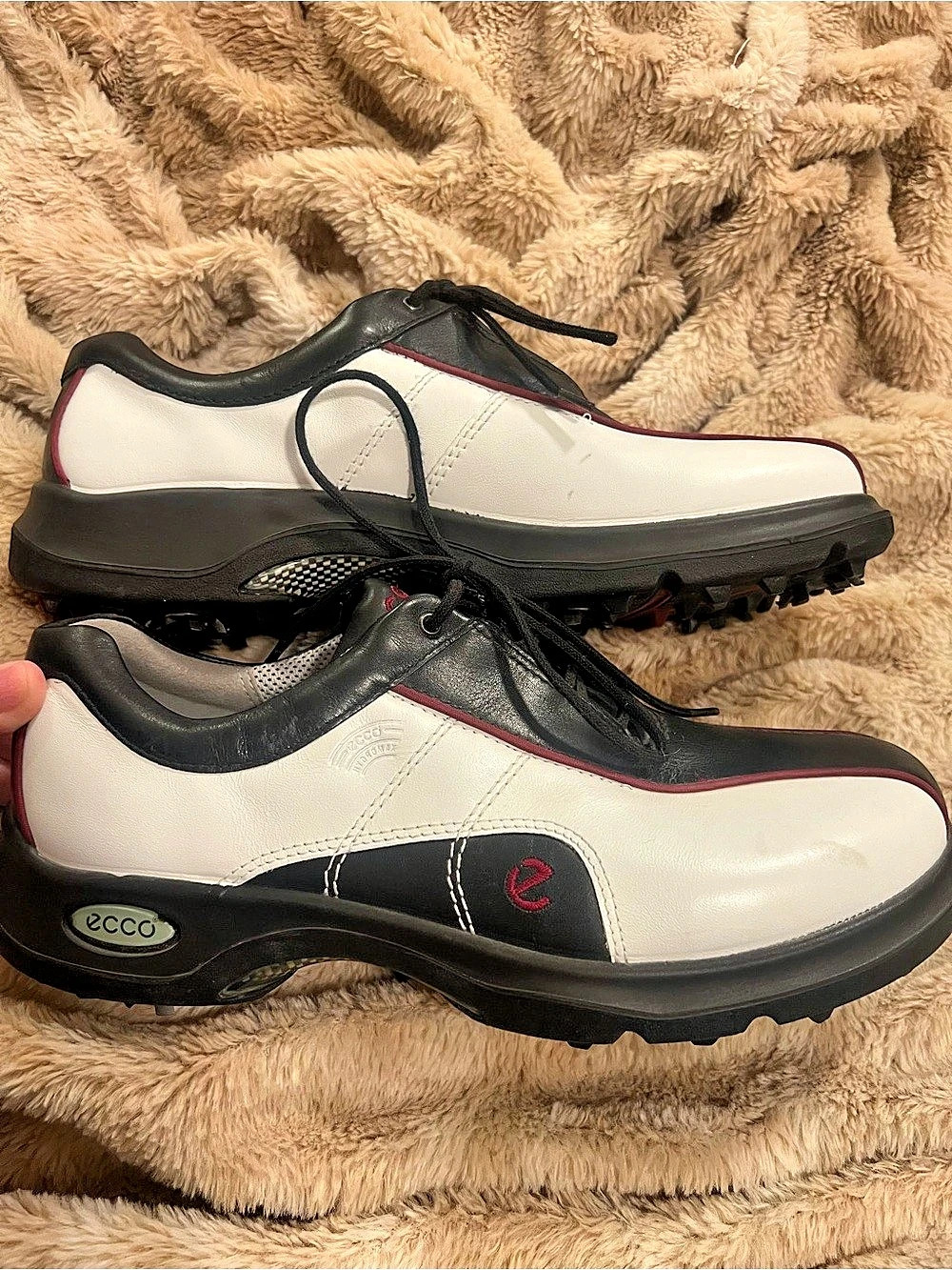 ECCO Color Block Golf Shoes in White & Black